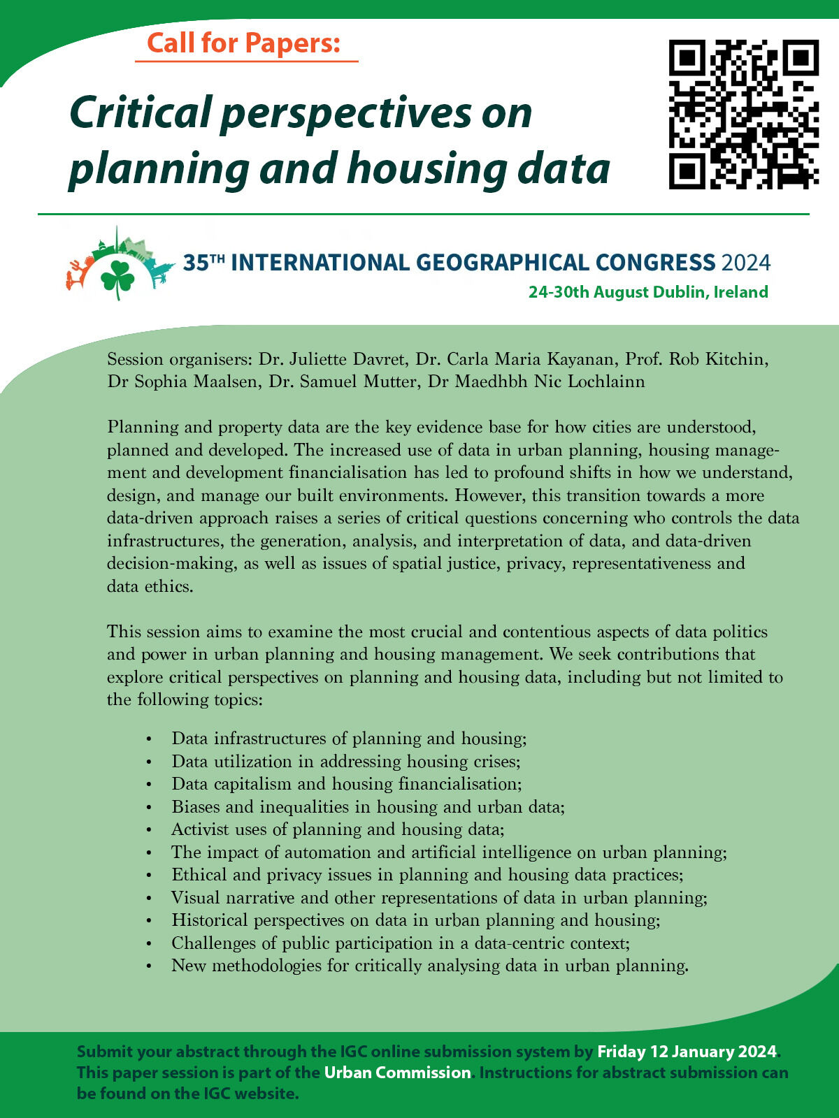 Critical Perspectives on Planning and Housing Data CFP Banner